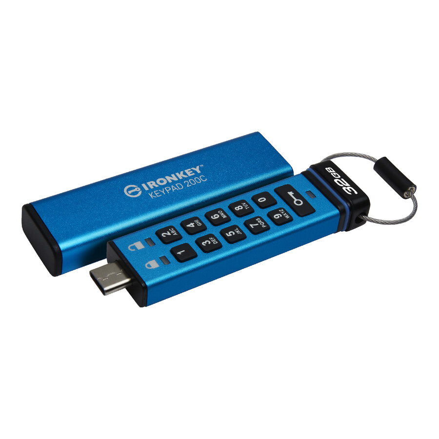 kingston ironkey keypad 200 series usb flash drive - capacity=32gb connector=usb-a
