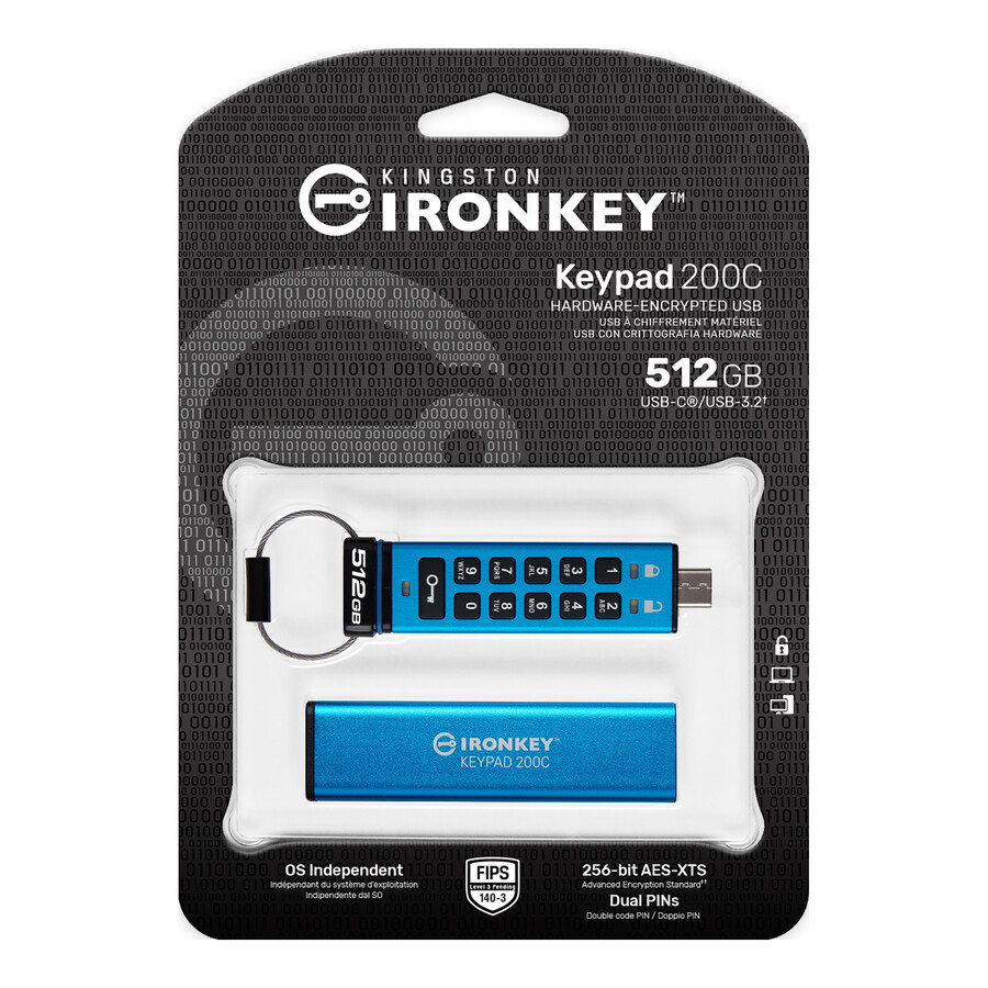 kingston ironkey keypad 200 series usb flash drive - capacity=32gb connector=usb-a