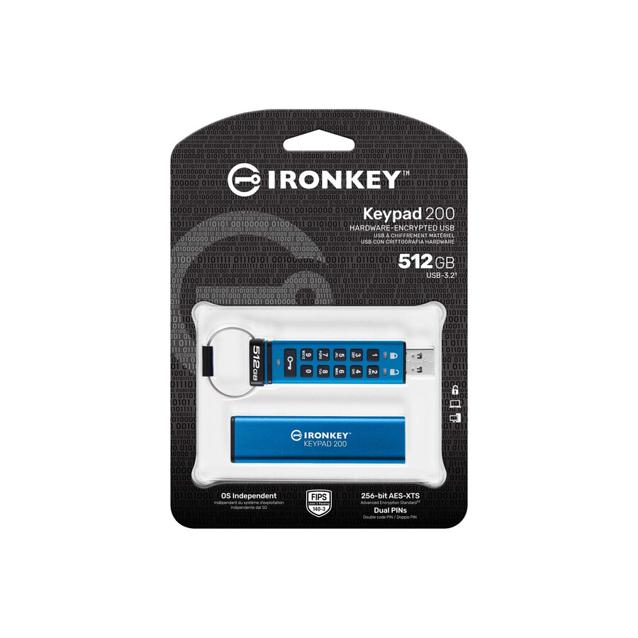kingston ironkey keypad 200 series usb flash drive - capacity=32gb connector=usb-a