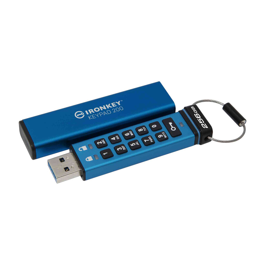 kingston ironkey keypad 200 series usb flash drive - capacity=64gb connector=usb-a
