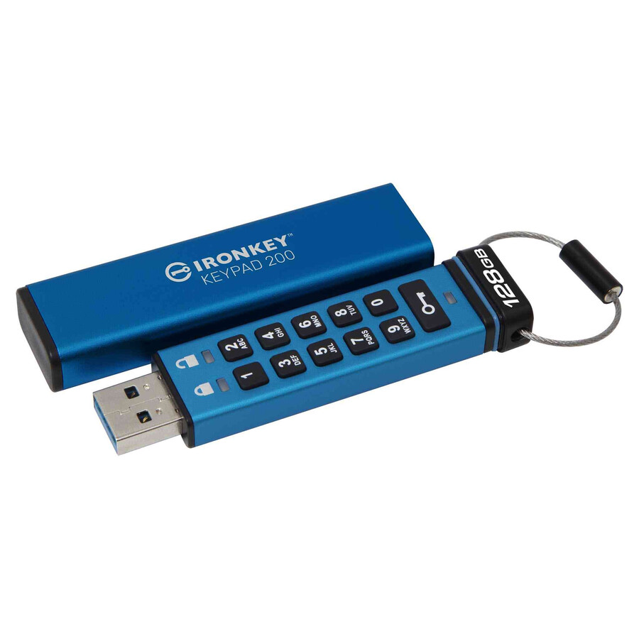 kingston ironkey keypad 200 series usb flash drive - capacity=64gb connector=usb-c