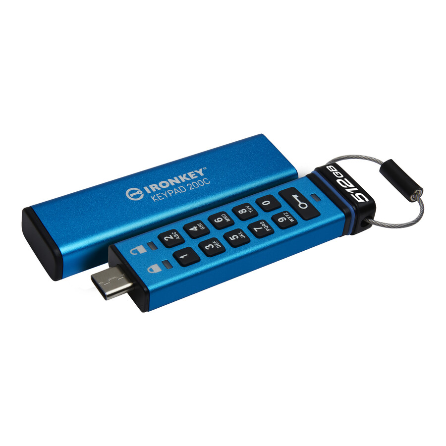 kingston ironkey keypad 200 series usb flash drive - capacity=64gb connector=usb-c